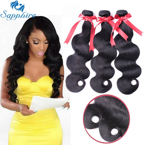 Sapphire Brazilian Body Wave Hair Bundles 100% Human Hair Extensions Natural Color Remy Hair 3 Pieces 8-28 Inch Free Shipping