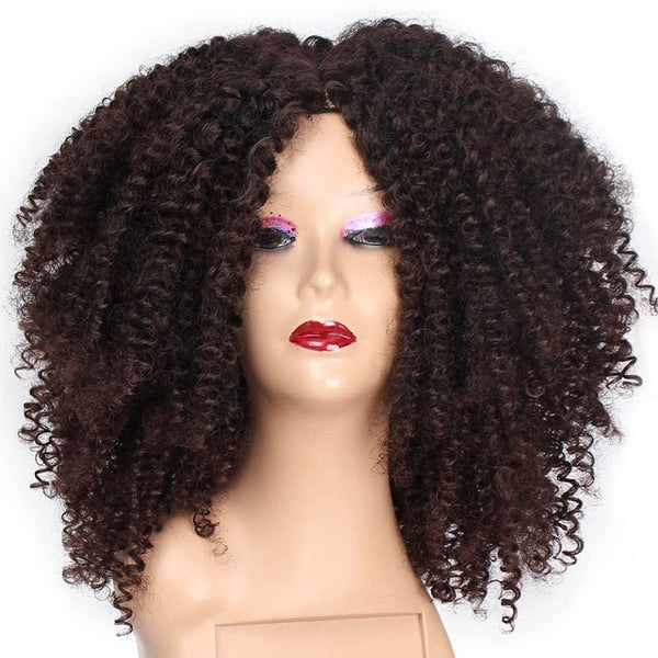 14 Inches Short Afro Wig Brown Synthetic  kinky Curly Wigs for Women 9 Colors Ombre Fluffy  African American Natural Black Hair