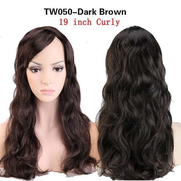 SNOILITE Women Long wavy Cosplay Wig brown Heat Resistant Fiber Natural Synthetic Hair Full Head Wig Ombre Party For black Women