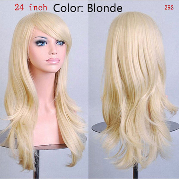 SNOILITE Women Long wavy Cosplay Wig brown Heat Resistant Fiber Natural Synthetic Hair Full Head Wig Ombre Party For black Women