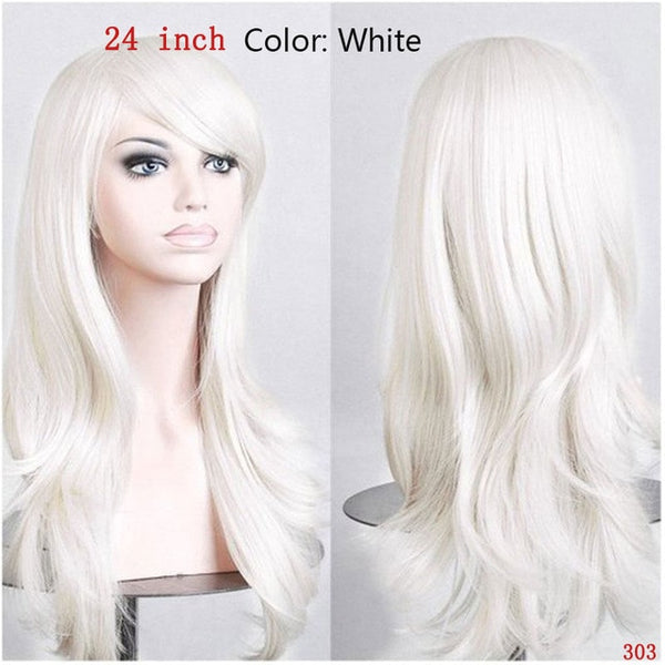 SNOILITE Women Long wavy Cosplay Wig brown Heat Resistant Fiber Natural Synthetic Hair Full Head Wig Ombre Party For black Women