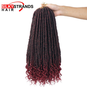 Soft Faux Locs Curly Crochet Braids Synthetic Hair Extension Crochet Hair Ombre Braids Goddess Hairstyle 18inch Silky Strands