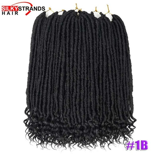 Soft Faux Locs Curly Crochet Braids Synthetic Hair Extension Crochet Hair Ombre Braids Goddess Hairstyle 18inch Silky Strands