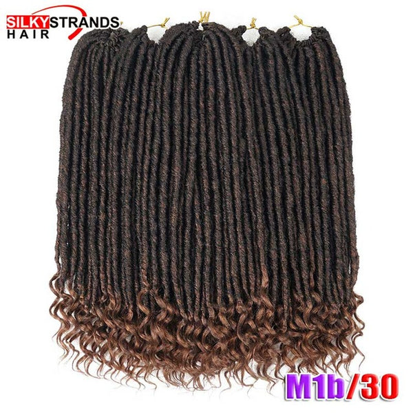 Soft Faux Locs Curly Crochet Braids Synthetic Hair Extension Crochet Hair Ombre Braids Goddess Hairstyle 18inch Silky Strands