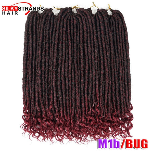 Soft Faux Locs Curly Crochet Braids Synthetic Hair Extension Crochet Hair Ombre Braids Goddess Hairstyle 18inch Silky Strands