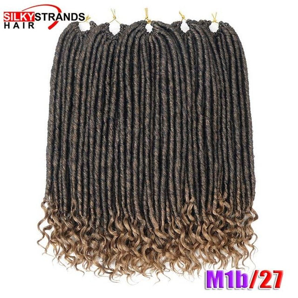 Soft Faux Locs Curly Crochet Braids Synthetic Hair Extension Crochet Hair Ombre Braids Goddess Hairstyle 18inch Silky Strands