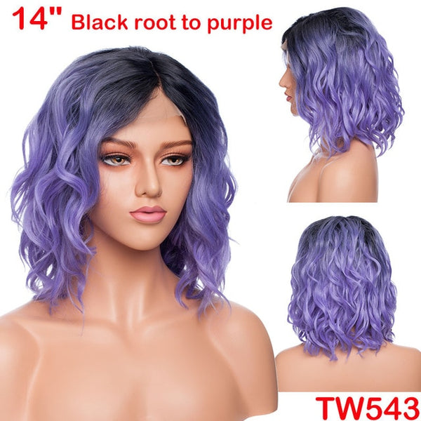 SNOILITE 12-16inch short ombre bob wig Synthetic lace front wig BOB hair wigs women natural bob human hair straight wig