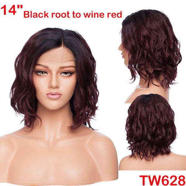 SNOILITE 12-16inch short ombre bob wig Synthetic lace front wig BOB hair wigs women natural bob human hair straight wig