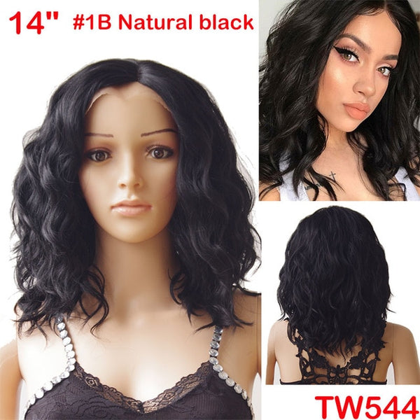 SNOILITE 12-16inch short ombre bob wig Synthetic lace front wig BOB hair wigs women natural bob human hair straight wig