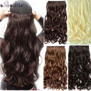 S-noilite 28 inches Curly Long Synthetic 3/4Full head Clip in Hair Extensions Black Brown Blonde Auburn Hair Extension One Piece