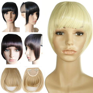 S-noilite Short Front Neat bangs Clip in bang fringe Hair extensions straight Synthetic 100% Real Natural hairpiece