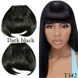 SNOILITE 8" Short Front Neat bangs Clip in bang fringe Hair extensions straight Synthetic Natural human hair extension bangs