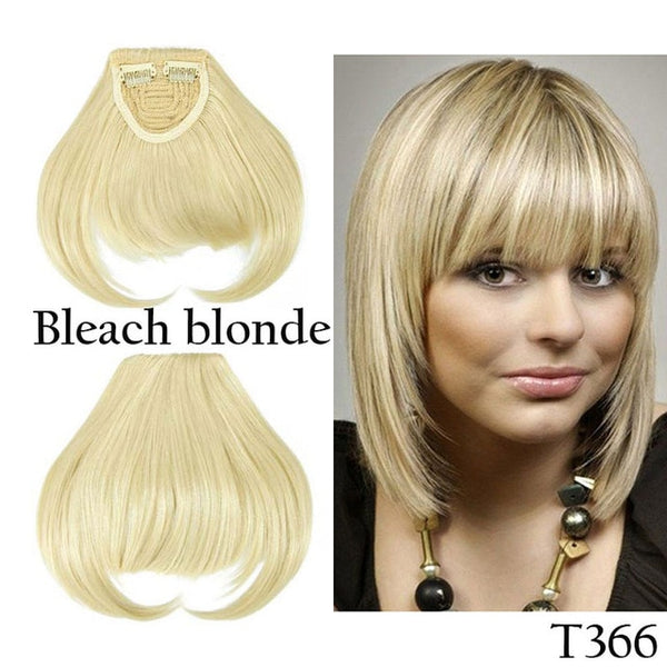 SNOILITE 8" Short Front Neat bangs Clip in bang fringe Hair extensions straight Synthetic Natural human hair extension bangs