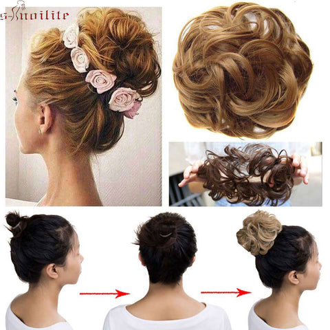 S-noilite 40g Women Chignon with Rubber Band Synthetic Hair Extensions Updo Donut Hairpieces Hair Bun Wrap Ponytail for Women