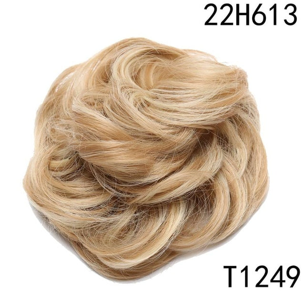 S-noilite 40g Women Chignon with Rubber Band Synthetic Hair Extensions Updo Donut Hairpieces Hair Bun Wrap Ponytail for Women