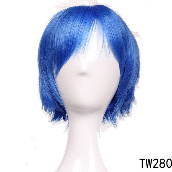 S-noilite 12" Short Layer Cosplay Wigs Men Boys Party Wig Synthetic Wig Fake Hair Extension White Purple Red Green Blue Pink Wig