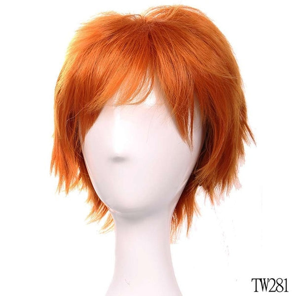 S-noilite 12" Short Layer Cosplay Wigs Men Boys Party Wig Synthetic Wig Fake Hair Extension White Purple Red Green Blue Pink Wig