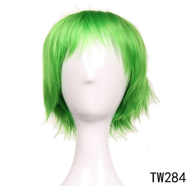 S-noilite 12" Short Layer Cosplay Wigs Men Boys Party Wig Synthetic Wig Fake Hair Extension White Purple Red Green Blue Pink Wig