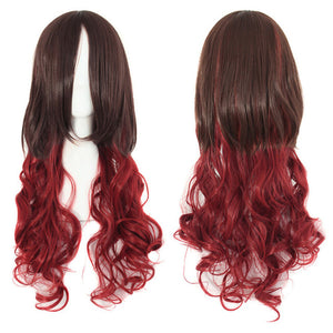 28" Synthetic Hair Long Wavy Wigs For Womens Heat Resistant Ombre Color Cosplay Wig Costume Party Female Hair Pieces MapofBeauty