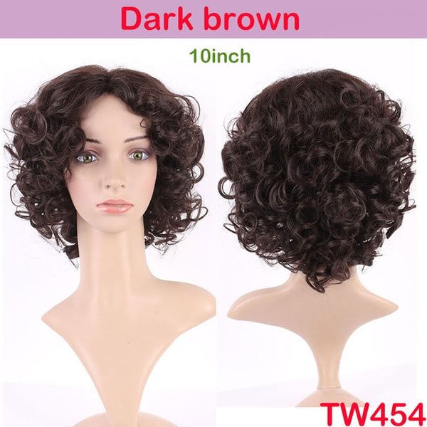 S-noilite 4inch-26inch Synthetic Wigs For African American Black Women Long Brown Mixed Blonde Two Tone Wigs With Bangs