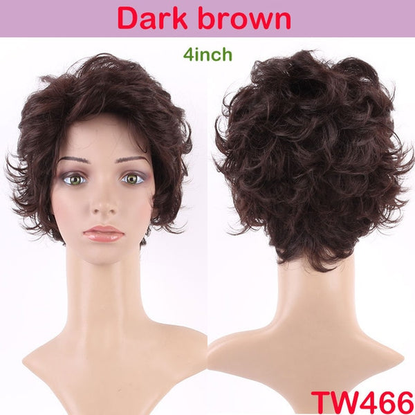 S-noilite 4inch-26inch Synthetic Wigs For African American Black Women Long Brown Mixed Blonde Two Tone Wigs With Bangs