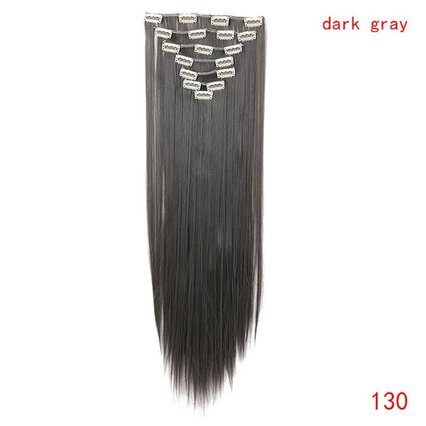 SNOILITE 26inch 8pcs/set clip in hair extensions straight natural hair clip ins synthetic clip in human hair extension for women