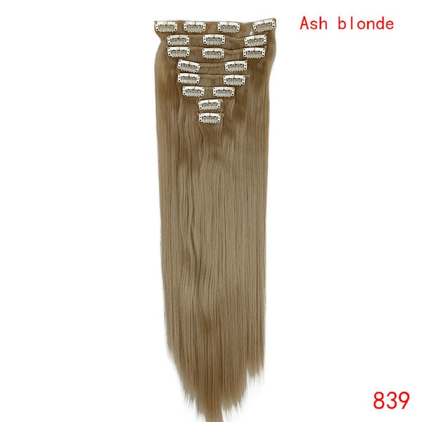 SNOILITE 26inch 8pcs/set clip in hair extensions straight natural hair clip ins synthetic clip in human hair extension for women