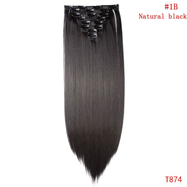 SNOILITE 26inch 8pcs/set clip in hair extensions straight natural hair clip ins synthetic clip in human hair extension for women