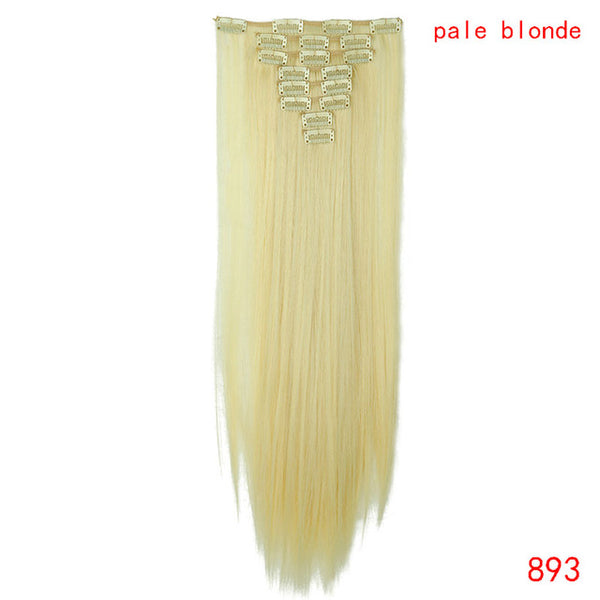 SNOILITE 26inch 8pcs/set clip in hair extensions straight natural hair clip ins synthetic clip in human hair extension for women