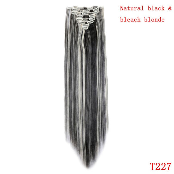 SNOILITE 26inch 8pcs/set clip in hair extensions straight natural hair clip ins synthetic clip in human hair extension for women