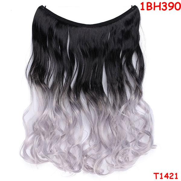 SNOILITE 20 inches Long Synthetic Hair Heat Resistant Hairpiece Fish Line Straight Hair Extensions Secret Invisible Hairpieces