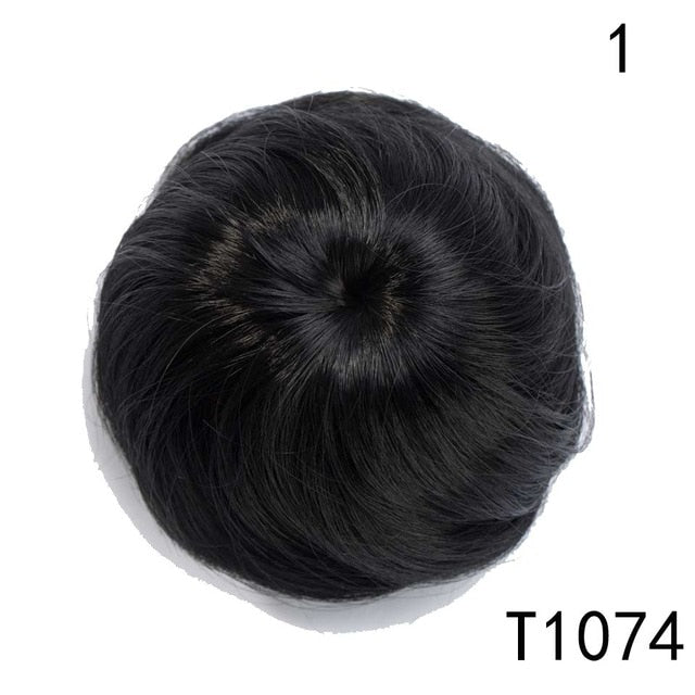 S-noilite 45g Straight Hair Chignon Synthetic Hair Donut Roller Hairpieces Fake Hair Bun for Women Drawstring Ponytail Blonde