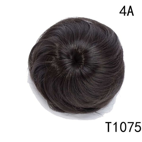 S-noilite 45g Straight Hair Chignon Synthetic Hair Donut Roller Hairpieces Fake Hair Bun for Women Drawstring Ponytail Blonde