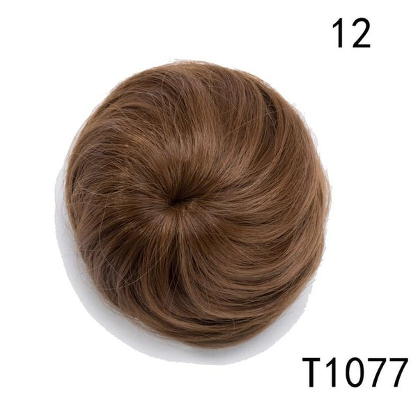 S-noilite 45g Straight Hair Chignon Synthetic Hair Donut Roller Hairpieces Fake Hair Bun for Women Drawstring Ponytail Blonde