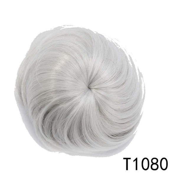 S-noilite 45g Straight Hair Chignon Synthetic Hair Donut Roller Hairpieces Fake Hair Bun for Women Drawstring Ponytail Blonde