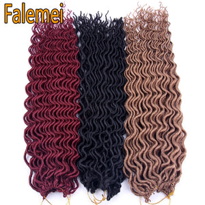 FALEMEI Faux Locs Curly Crochet Braids Hair 18inch 24Strands/Pack High Temperature Fiber Hair Synthetic Extension Brading hair