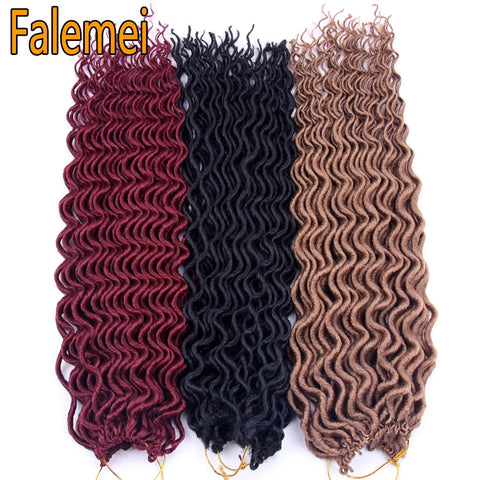 FALEMEI Faux Locs Curly Crochet Braids Hair 18inch 24Strands/Pack High Temperature Fiber Hair Synthetic Extension Brading hair