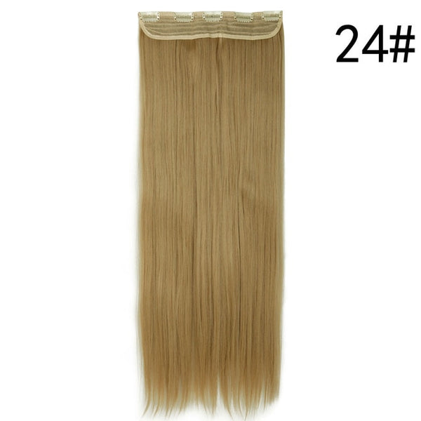 S-noilite 26" Long Straight Women Clip in Hair Extensions Long Fake Hair Synthetic Hair 5 Clip ins Red Purple Pink Hair Pieces