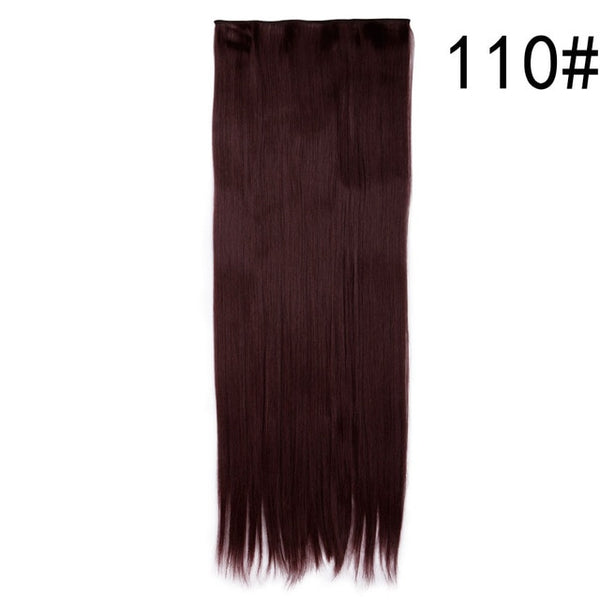 S-noilite 26" Long Straight Women Clip in Hair Extensions Long Fake Hair Synthetic Hair 5 Clip ins Red Purple Pink Hair Pieces