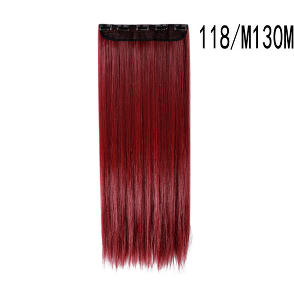 S-noilite 26" Long Straight Women Clip in Hair Extensions Long Fake Hair Synthetic Hair 5 Clip ins Red Purple Pink Hair Pieces