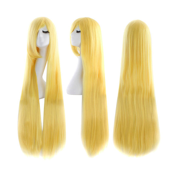 MapofBeauty 38" long Straight Cosplay Wigs Bangs Costume Cartoon Role Hairpiece White Blue Pink Black Blonde Wig Synthetic Hair