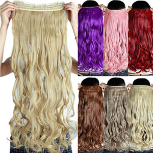 SNOILITE 24inch Synthetic Curly Long Clip in Hair Extensions Half Full Head One Piece Hairpiece Black Brown Blonde red