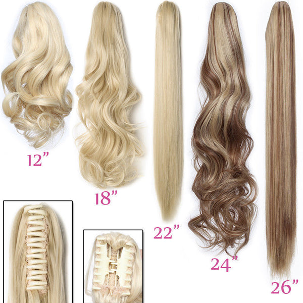 SNOILITE 12-26inch wavy ponytail Hair Extensions claw clip in ponytail synthetic clip in ponytail Hairpieces for women