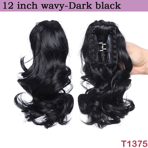 SNOILITE 12-26inch wavy ponytail Hair Extensions claw clip in ponytail synthetic clip in ponytail Hairpieces for women