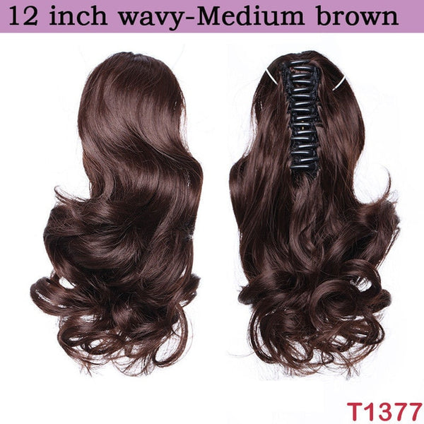 SNOILITE 12-26inch wavy ponytail Hair Extensions claw clip in ponytail synthetic clip in ponytail Hairpieces for women