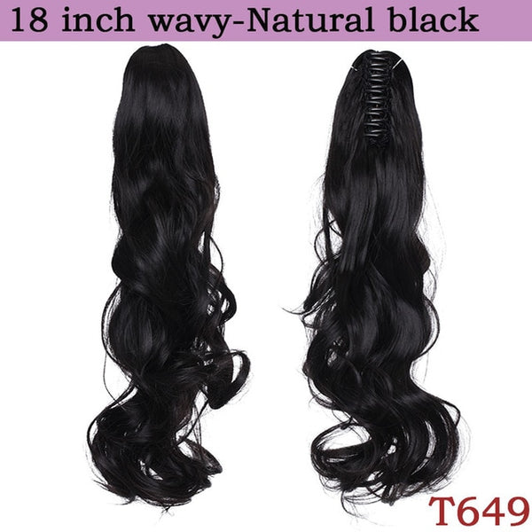 SNOILITE 12-26inch wavy ponytail Hair Extensions claw clip in ponytail synthetic clip in ponytail Hairpieces for women