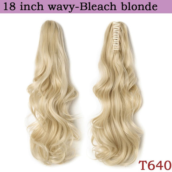 SNOILITE 12-26inch wavy ponytail Hair Extensions claw clip in ponytail synthetic clip in ponytail Hairpieces for women