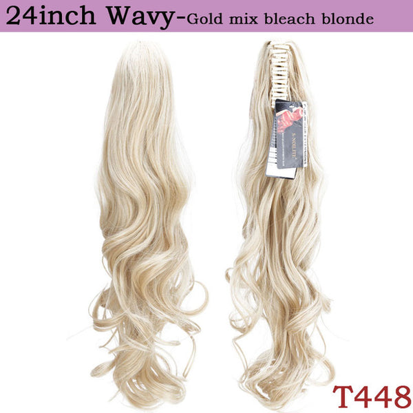 SNOILITE 12-26inch wavy ponytail Hair Extensions claw clip in ponytail synthetic clip in ponytail Hairpieces for women