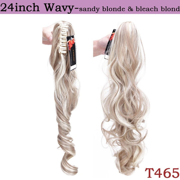 SNOILITE 12-26inch wavy ponytail Hair Extensions claw clip in ponytail synthetic clip in ponytail Hairpieces for women