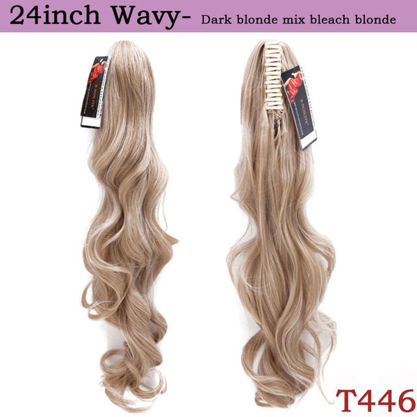 SNOILITE 12-26inch wavy ponytail Hair Extensions claw clip in ponytail synthetic clip in ponytail Hairpieces for women